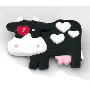 Vintage 1989 Hallmark Cards Valentines Day Cow Brooch Pin Heart Farm Animal